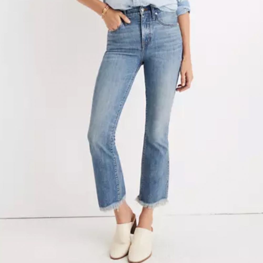 Madewell Cali Denim Boot, Fringe Hem Eco Wash, Size 25